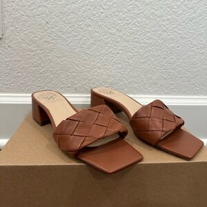 Vince Camuto Brown Mules with Woven Strap